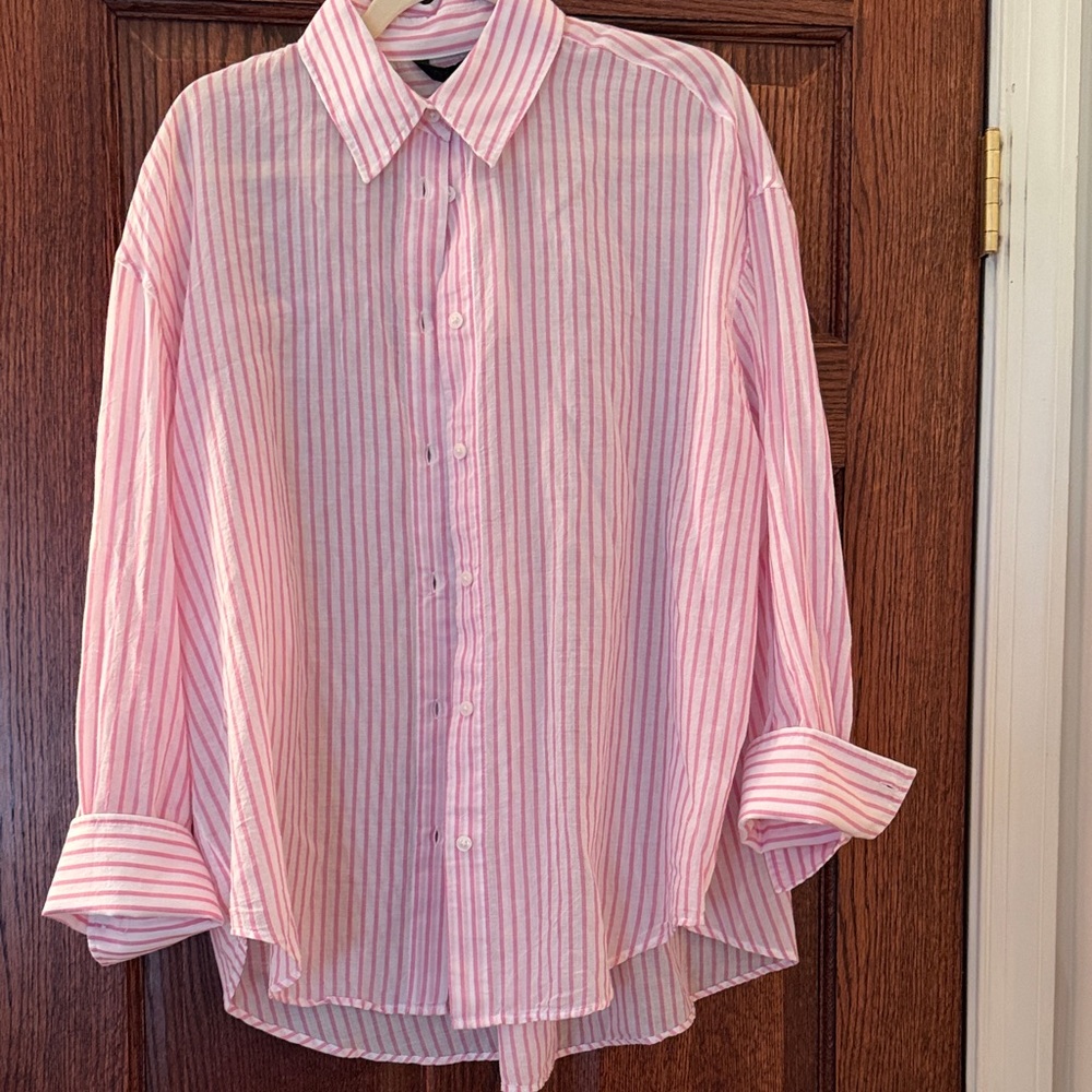 Zara Pink Striped Women's Blouse
